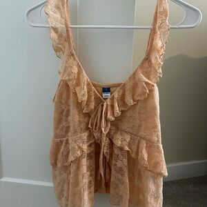 Old Navy Lace Ruffle Blouse in Peach